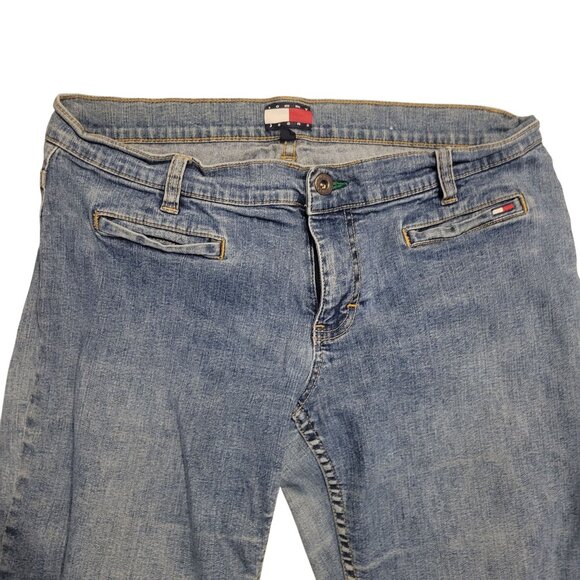 Tommy Jeans Womens Light-Wash Straight-Leg Denim Pants Size 13 - Picture 2 of 5